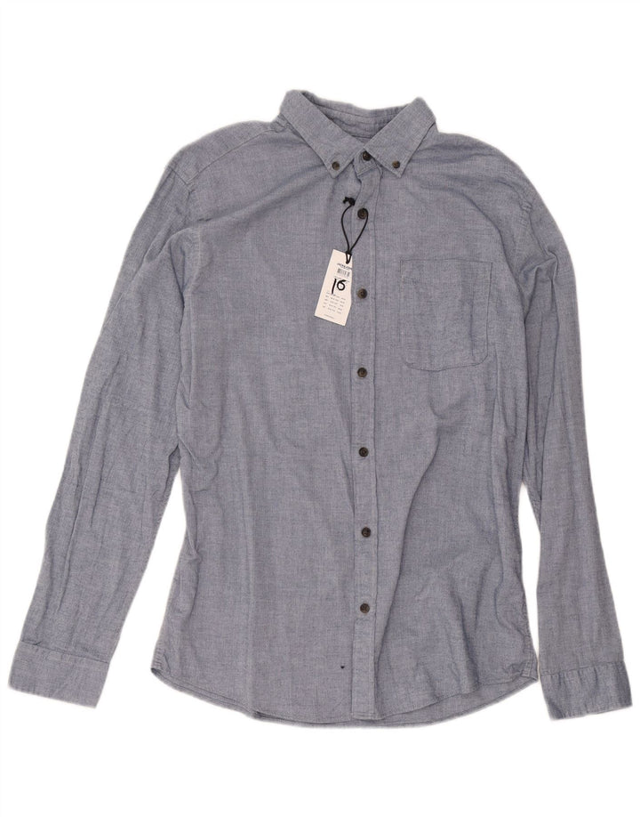 Jack & Jones Camicia da uomo in flanella di cotone a spina di pesce blu grande