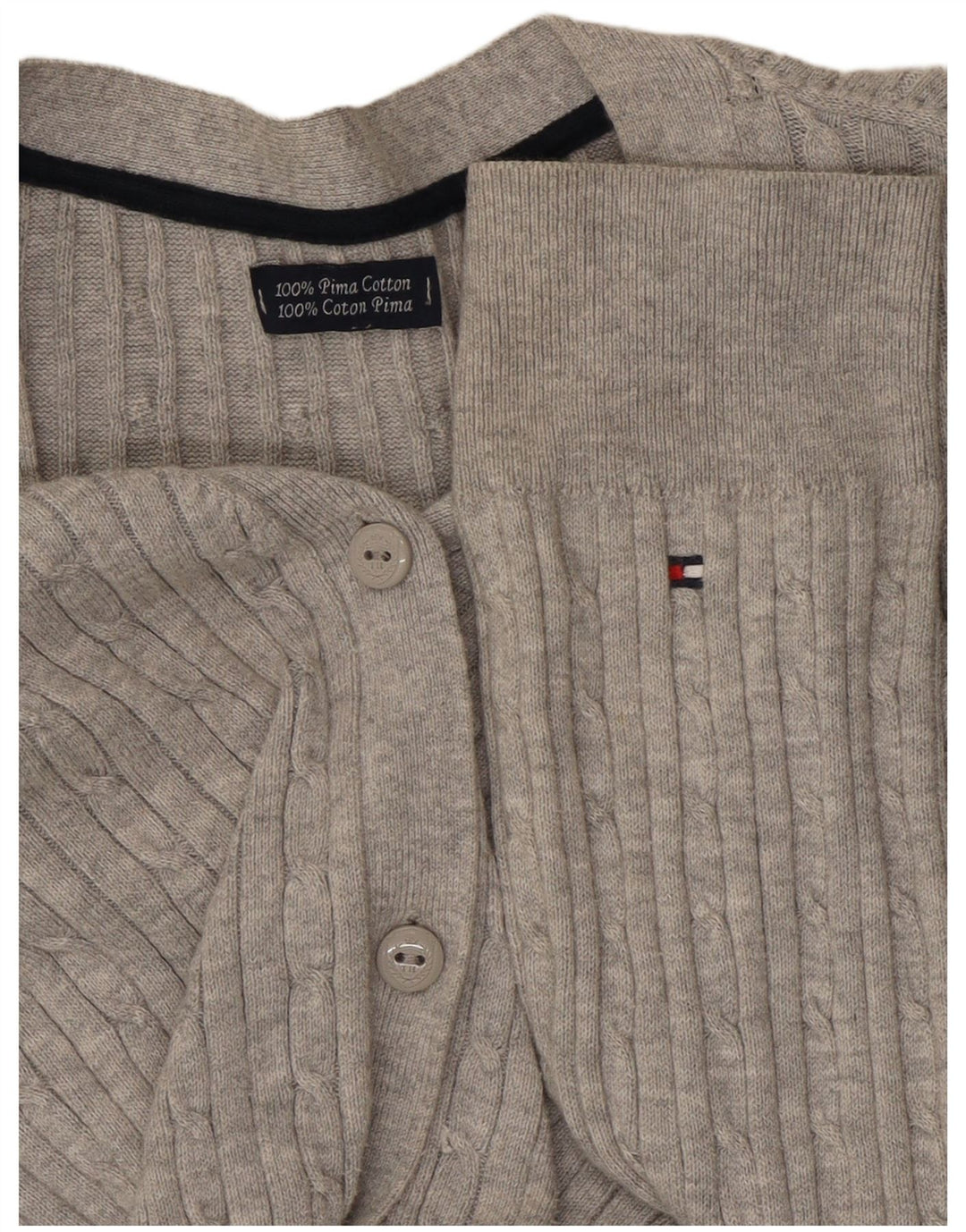 TOMMY HILFIGER Maglione cardigan da donna UK 12 Cotone grigio medio