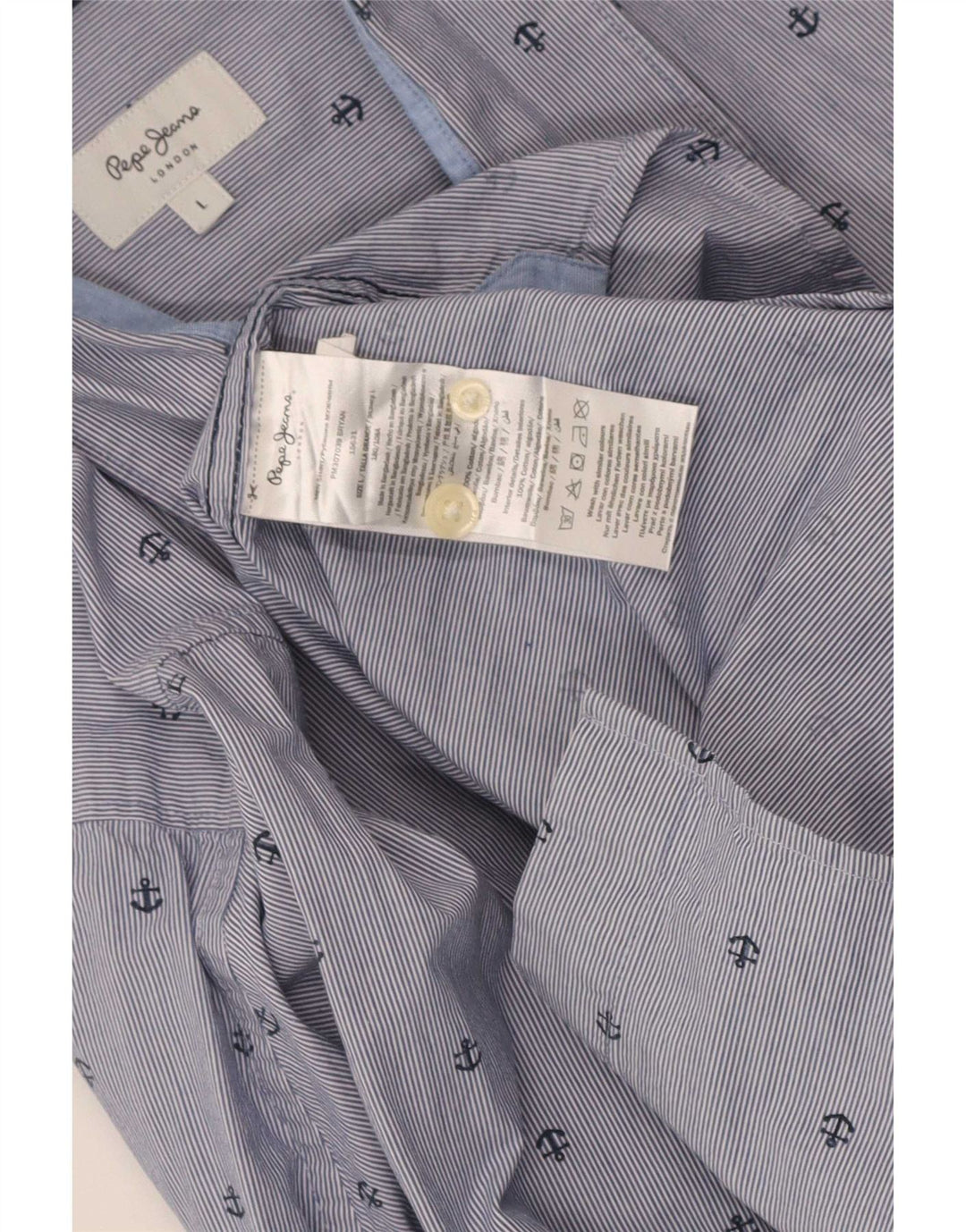 PEPE Jeans Camicia da uomo con vestibilità regolare, modello astratto, grande gessato blu