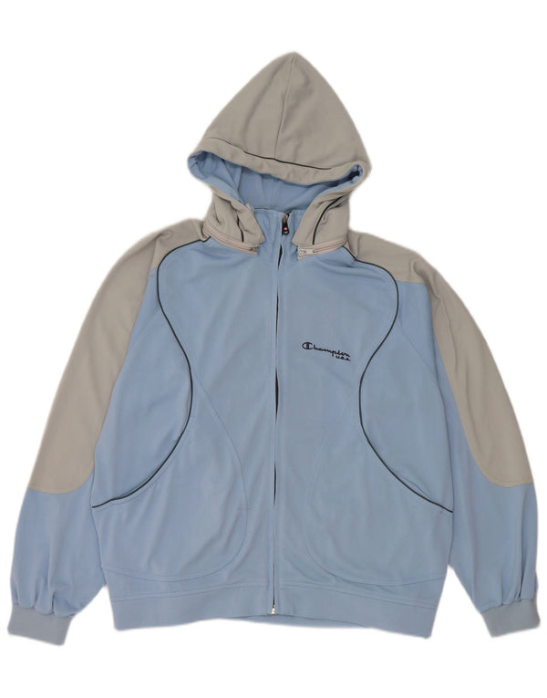 Giacca sportiva da uomo con cappuccio Champion, piccola, in poliestere color block blu
