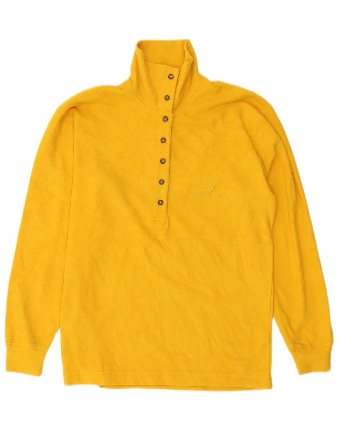 Belfe & Belfe Maglione in pile da donna oversize con collo a bottoni UK 10 piccolo giallo