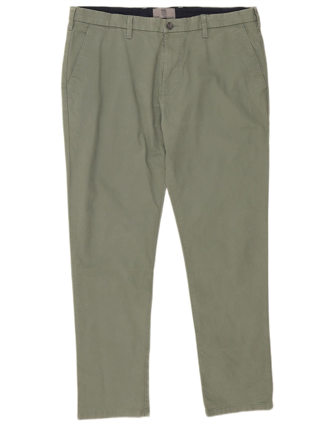 MARKS & SPENCER Pantaloni chino skinny da uomo W36 L29 cotone verde