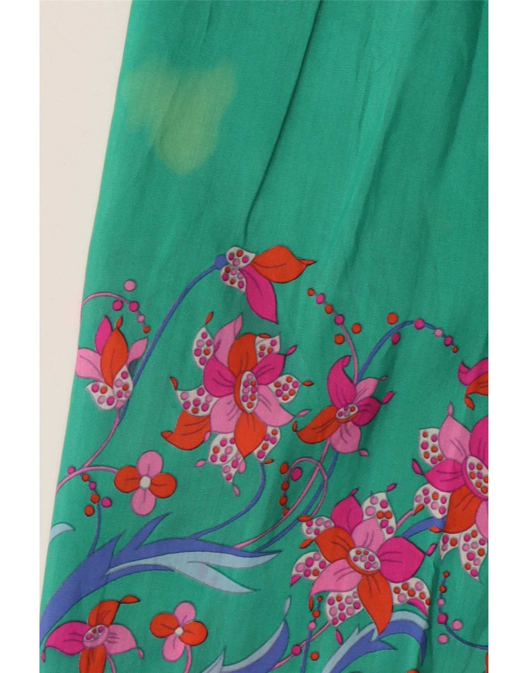 Gonna svasata da donna vintage W28 verde medio floreale