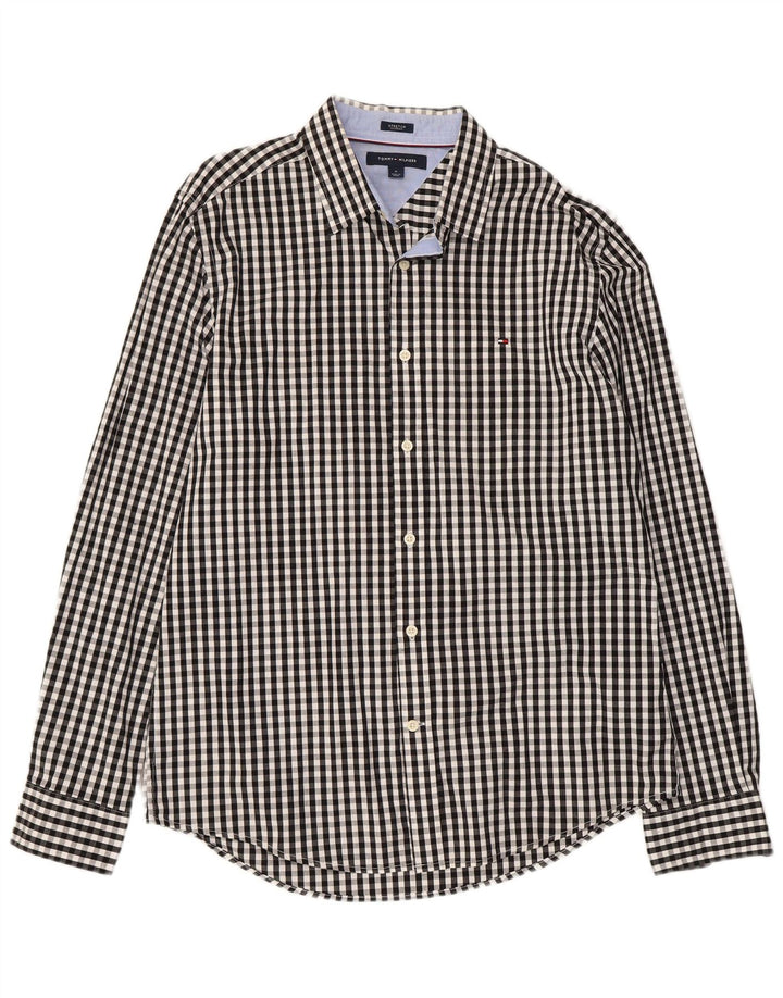 TOMMY HILFIGER Camicia da uomo in cotone a quadretti nero medio