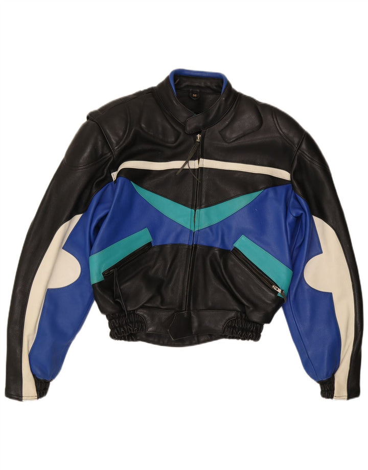 Giacca da pilota in pelle da uomo VINTAGE IT 52 XL Pelle color block nera