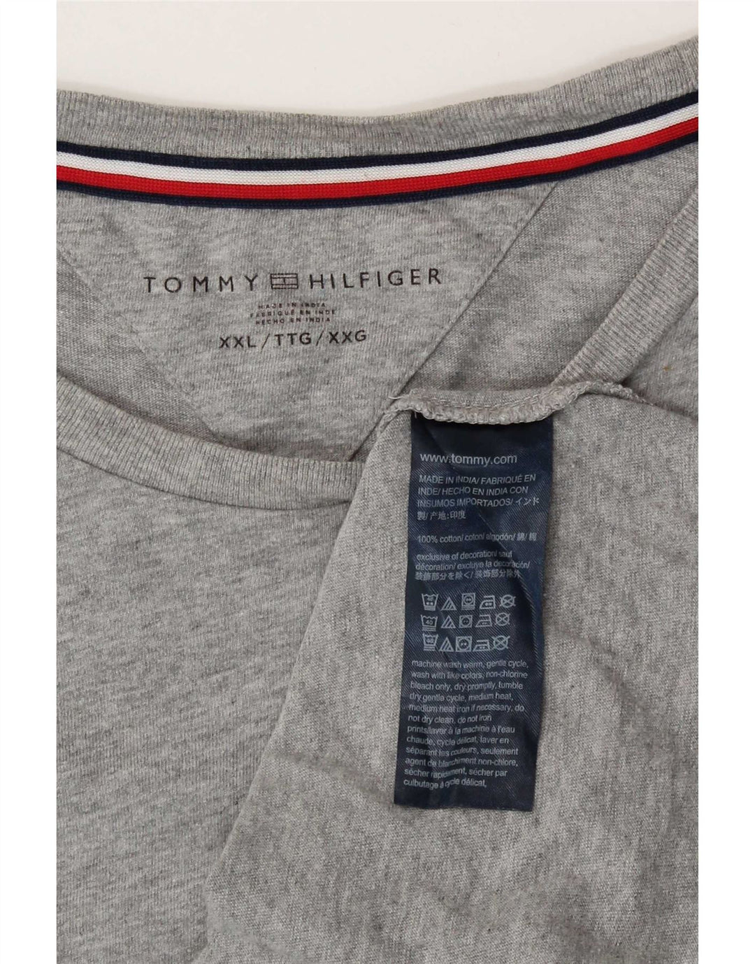 T-shirt da uomo Tommy Hilfiger Top 2XL cotone grigio