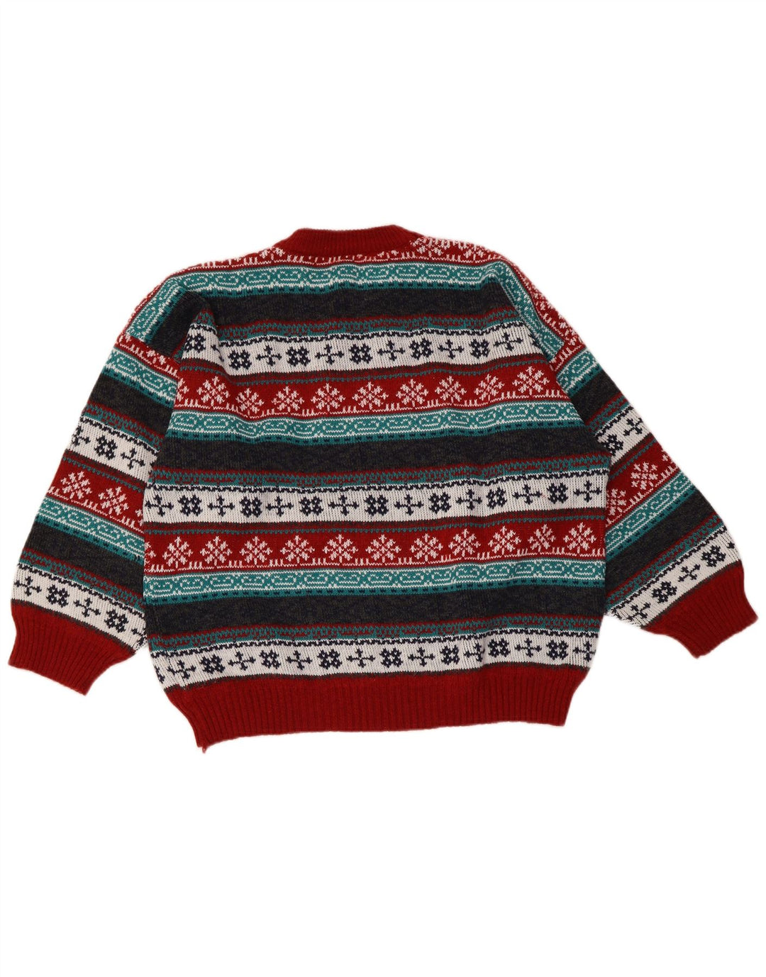 Maglione maglione girocollo da donna VINTAGE UK 18 XL Fair Isle multicolore