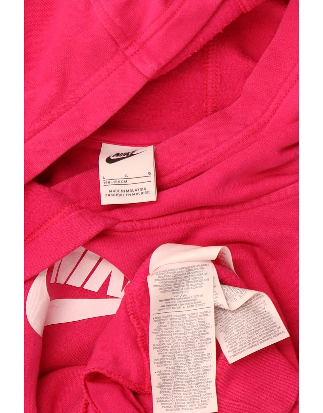 Felpa con cappuccio grafica NIKE per ragazze, 12-13 anni, grande in cotone rosa