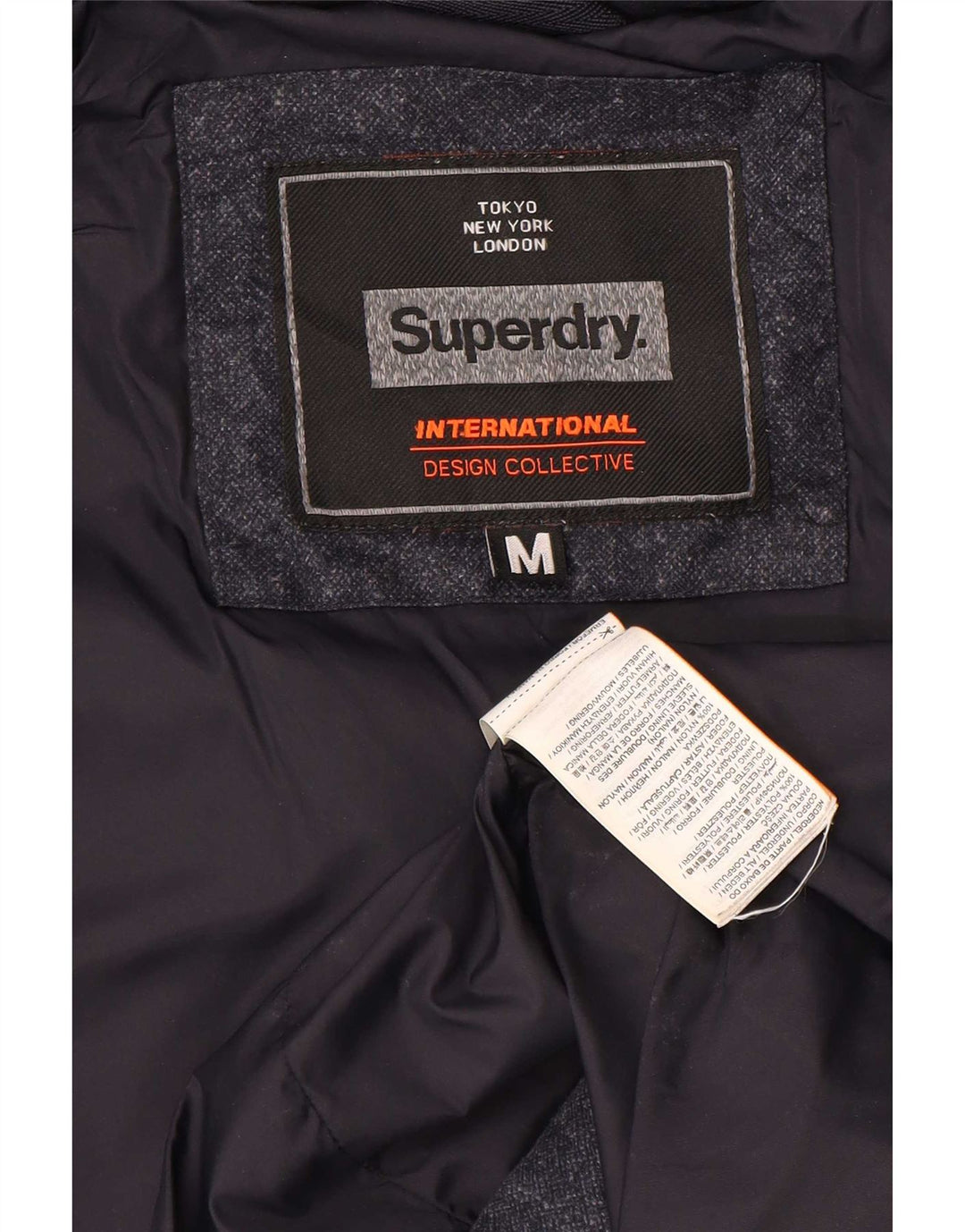 Giacca imbottita con cappuccio da uomo Superdry UK 38 Medium Navy Blue Colourblock