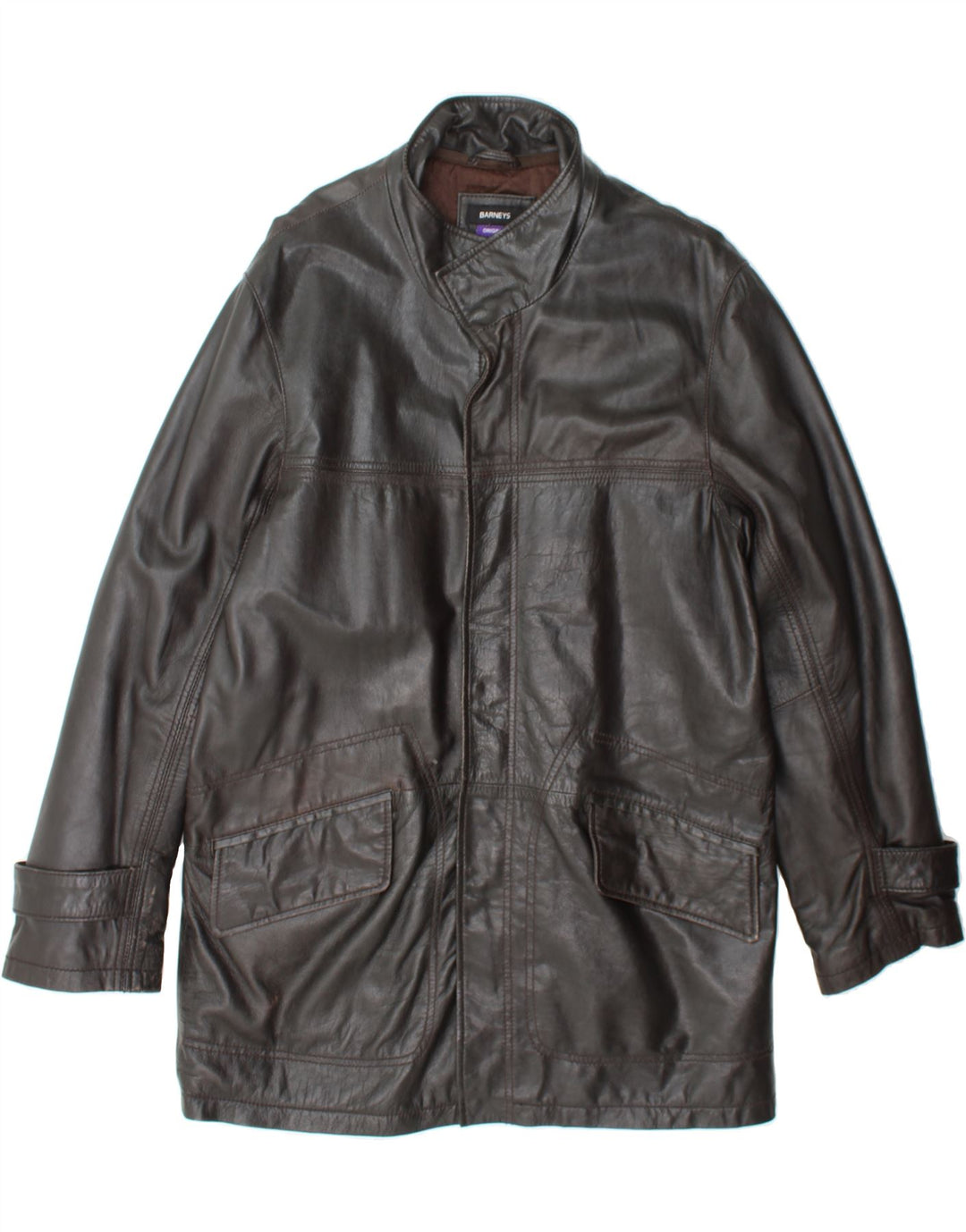 BARNEYS Mens Leather Jacket UK 38 Medium Brown Leather Vintage BARNEYS and Second-Hand BARNEYS from Messina Hembry 