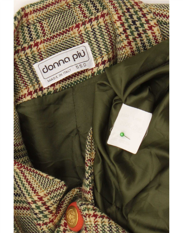 Donna Piu Giacca blazer a 3 bottoni da donna UK 20 2XL Lana pied de poule verde