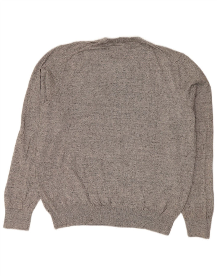 Maglione maglione girocollo da uomo Marks & Spencer grande cotone chiazzato grigio