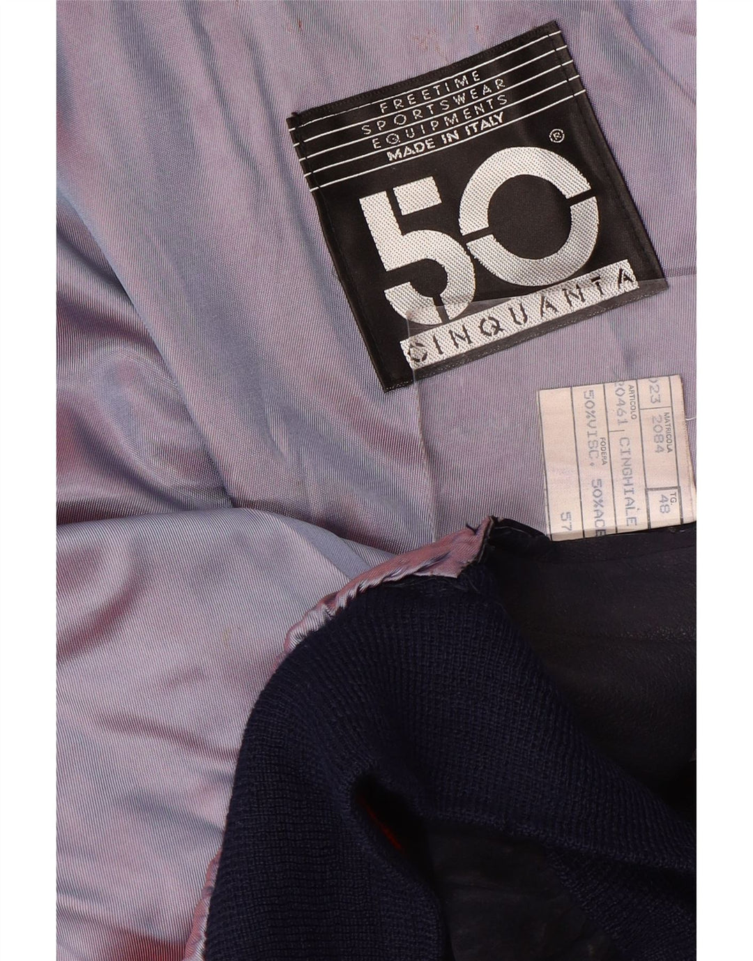 Cinquanta Giubbotto Bomber in Pelle Scamosciata da Uomo IT 48 Medio in Pelle Blu Navy