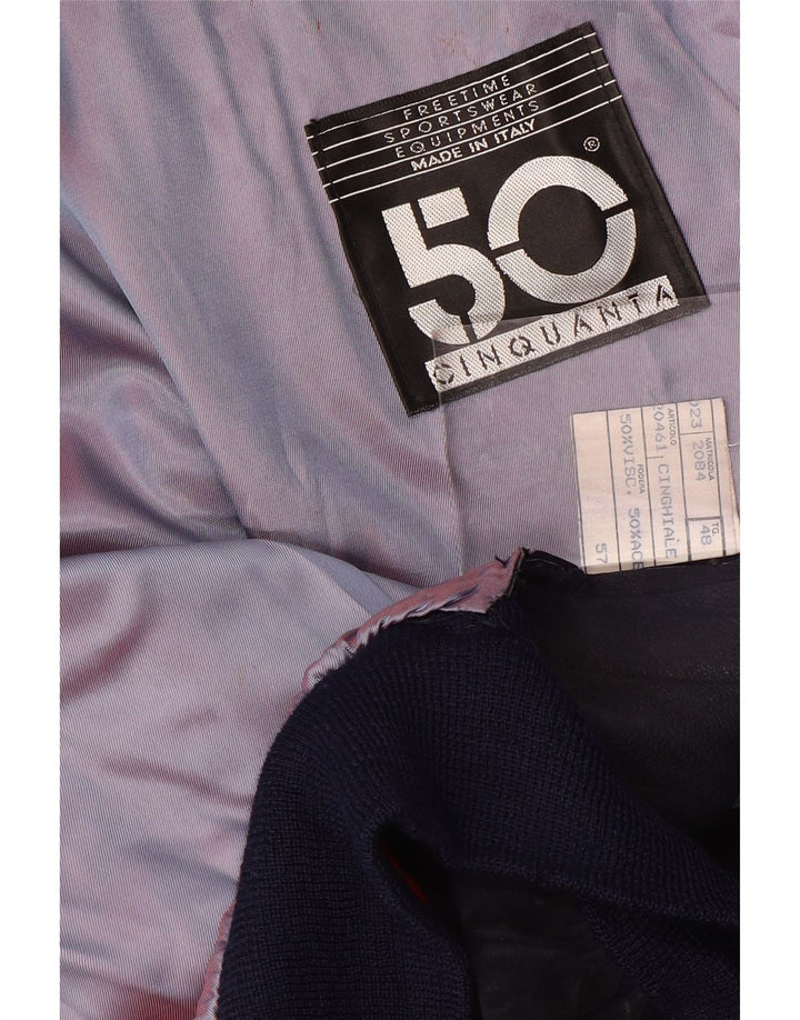 Cinquanta Giubbotto Bomber in Pelle Scamosciata da Uomo IT 48 Medio in Pelle Blu Navy