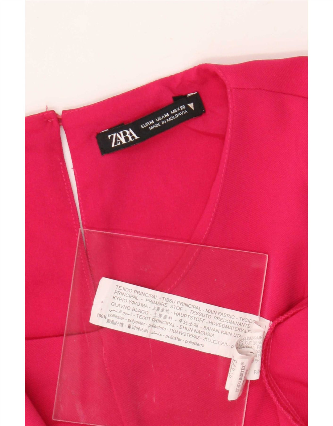 Abito a trapezio con maniche a 3/4 da donna Zara UK 12 Poliestere rosa medio