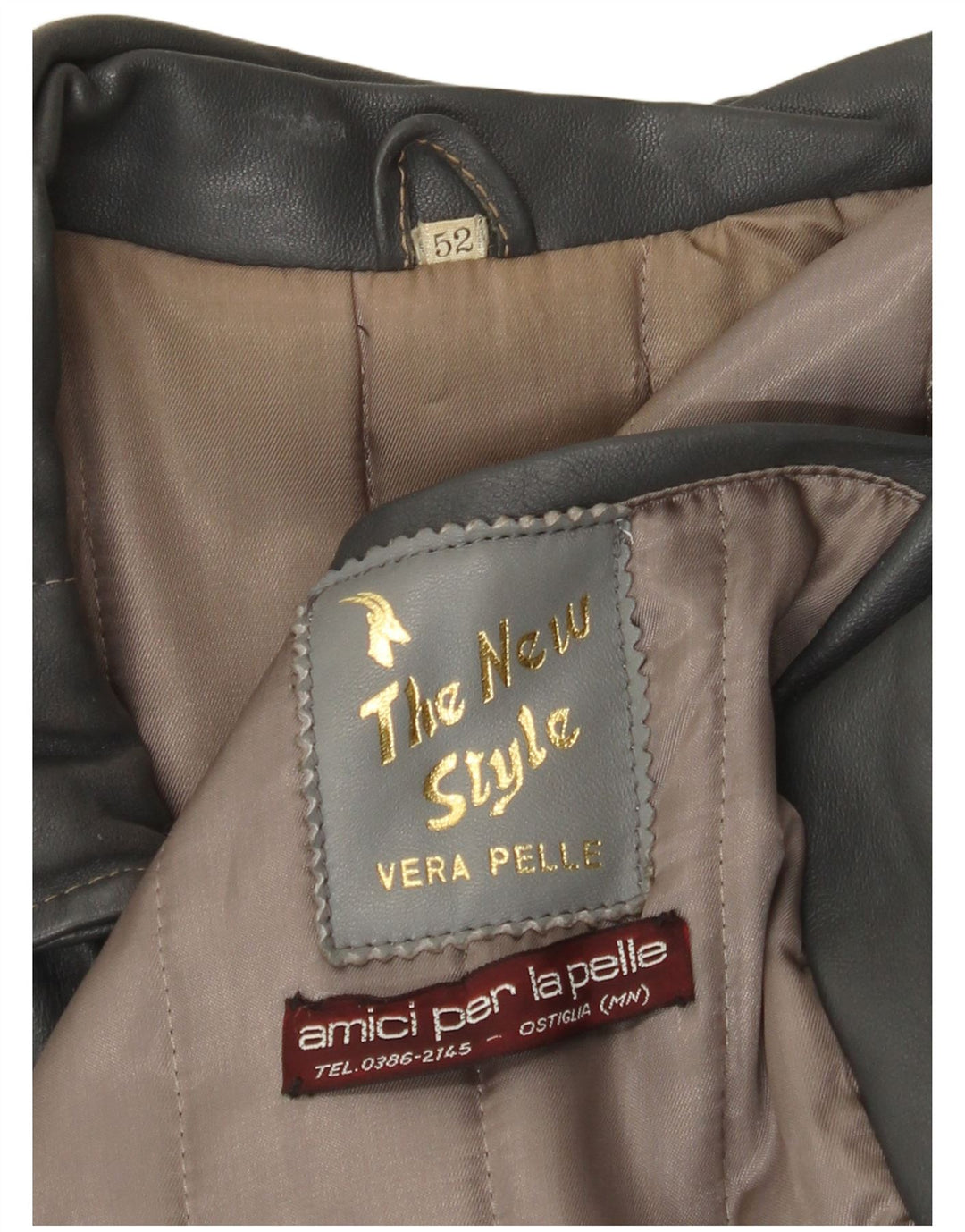 Giacca in pelle vintage da uomo IT 52 XL in pelle grigia