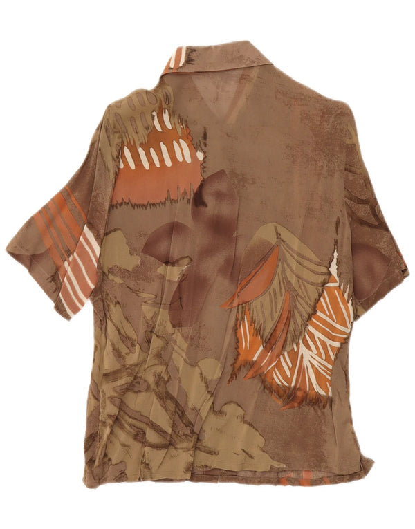 Camicetta da donna trasparente Renato Balestra UK 14 grande marrone floreale