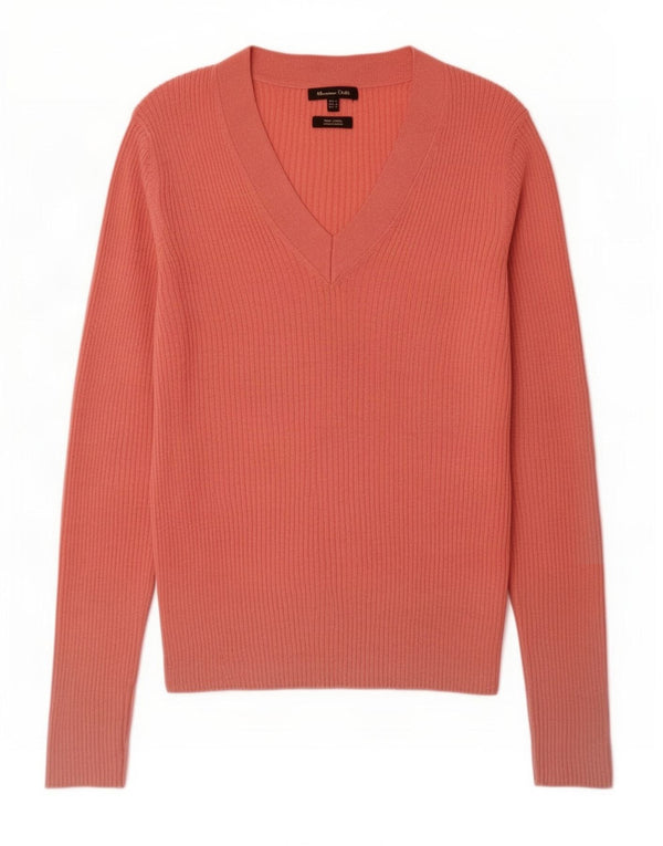 Massimo Dutti Maglione da donna con scollo a V UK 12 Seta rosa medio
