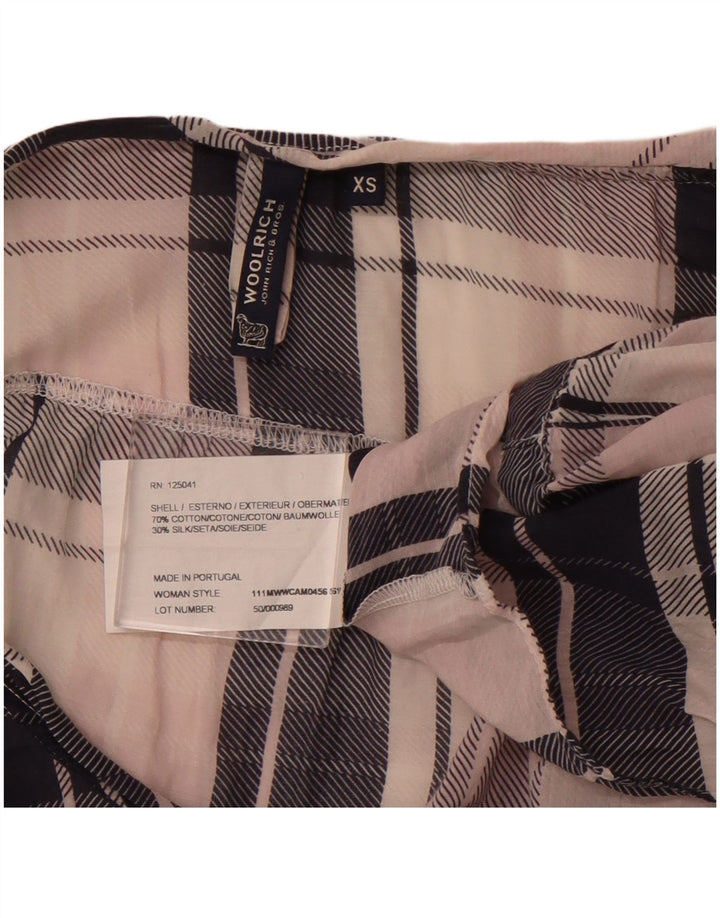 WOOLRICH Camicetta tunica da donna Top UK 6 XS Cotone a quadri bianco