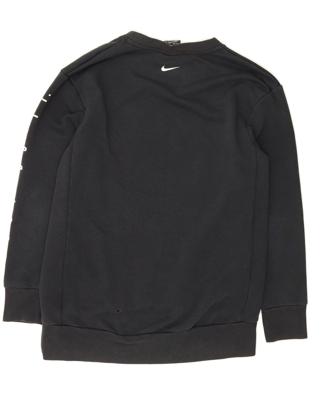 NIKE Womens Longline Oversized Graphic Sweatshirt Jumper UK 6 XS Black Vintage Nike and Second-Hand Nike from Messina Hembry 