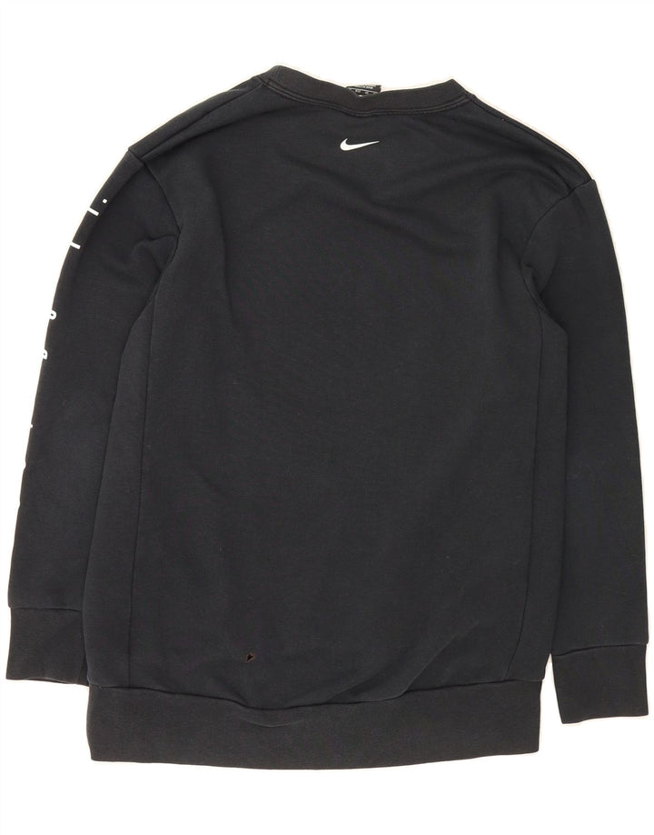 NIKE Womens Longline Oversized Graphic Sweatshirt Jumper UK 6 XS Black Vintage Nike and Second-Hand Nike from Messina Hembry 