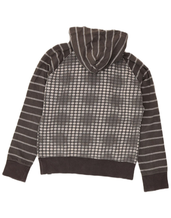 Felpa con cappuccio grafica da donna Converse UK 14 grande cotone geometrico grigio