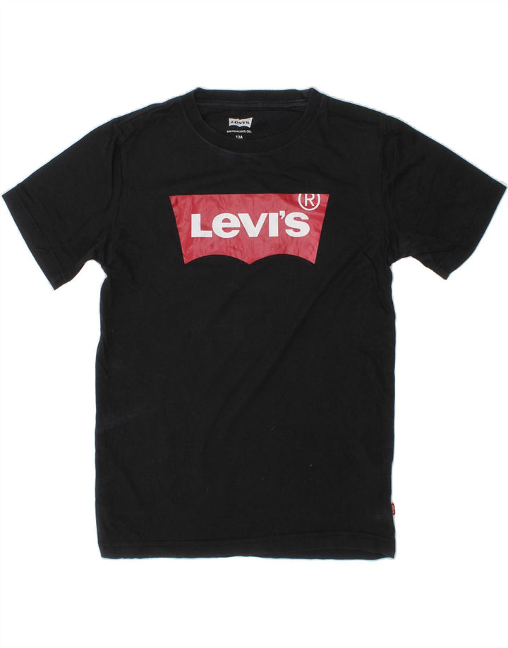 LEVI'S Boys Graphic T-Shirt Top 11-12 Years Black Cotton Vintage Levi's and Second-Hand Levi's from Messina Hembry 