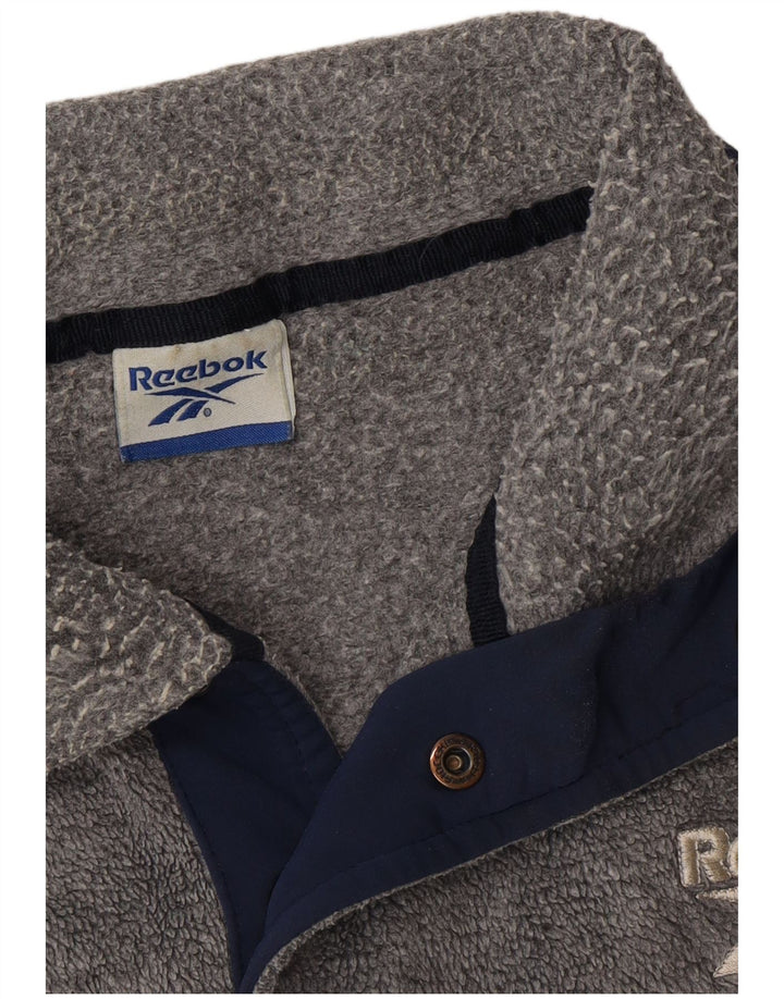 REEBOK Mens Button Neck Fleece Jumper XL Grey