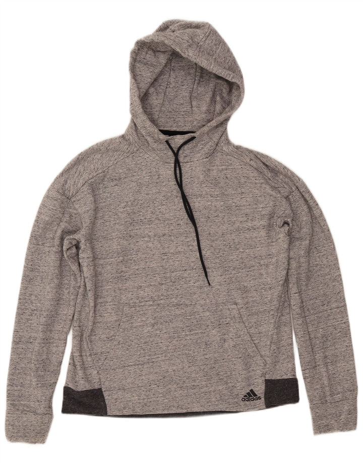 Maglione con cappuccio da donna ADIDAS UK 16/18 grande cotone chiazzato grigio