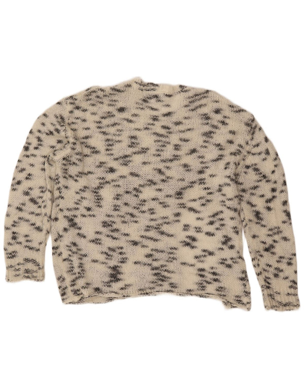 ZARA Maglione Girocollo da Donna UK 16 Grande Bianco Sporco Maglione