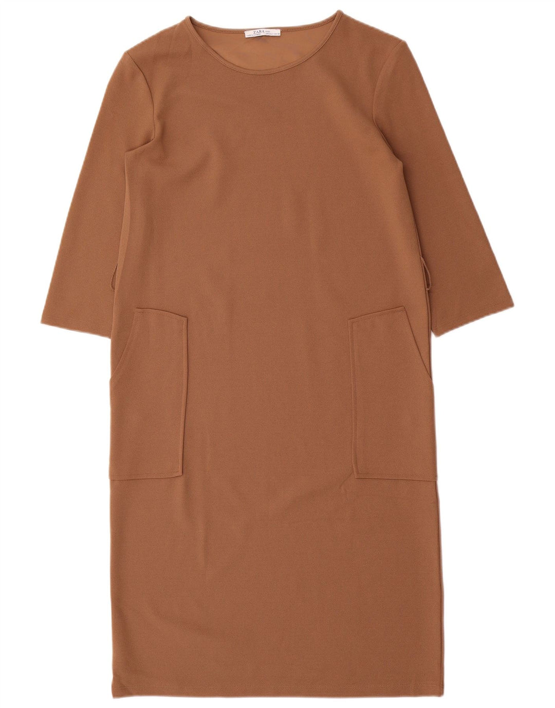 Abito a trapezio con maniche a 3/4 da donna Zara UK 10 piccolo marrone