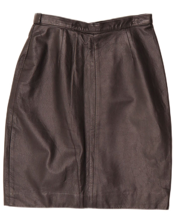 Gonna in pelle vintage da donna IT 44 media W28 nera
