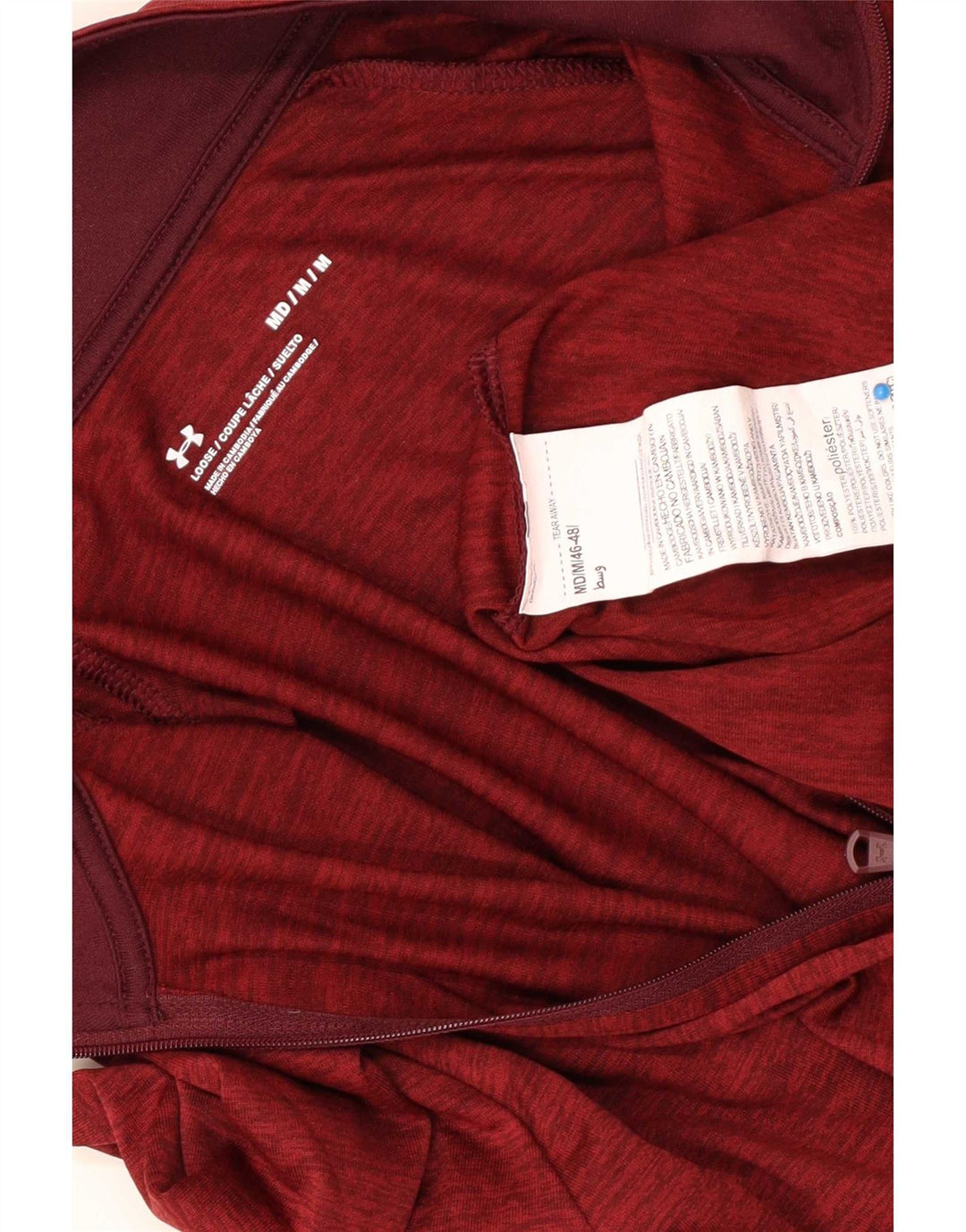 Top tuta da ginnastica da uomo con zip e collo Under Armour, medio bordeaux screziato