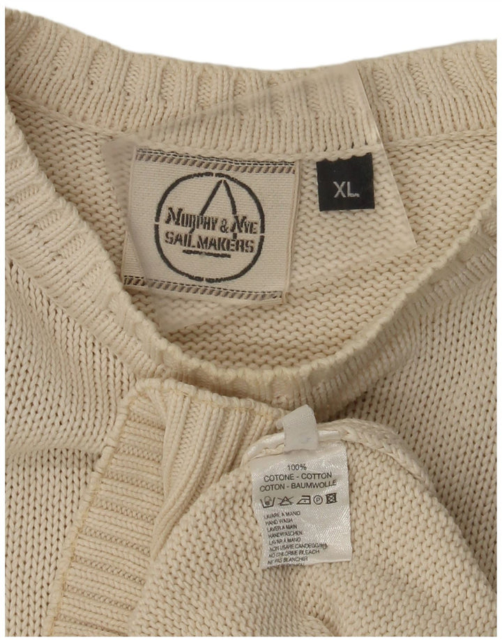Maglione girocollo da uomo Murphy & Nye XL in cotone beige