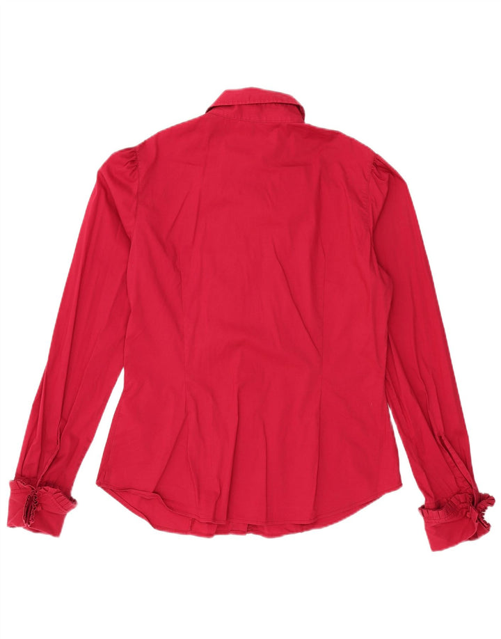 BENETTON Camicetta da donna UK 16 grande cotone rosso