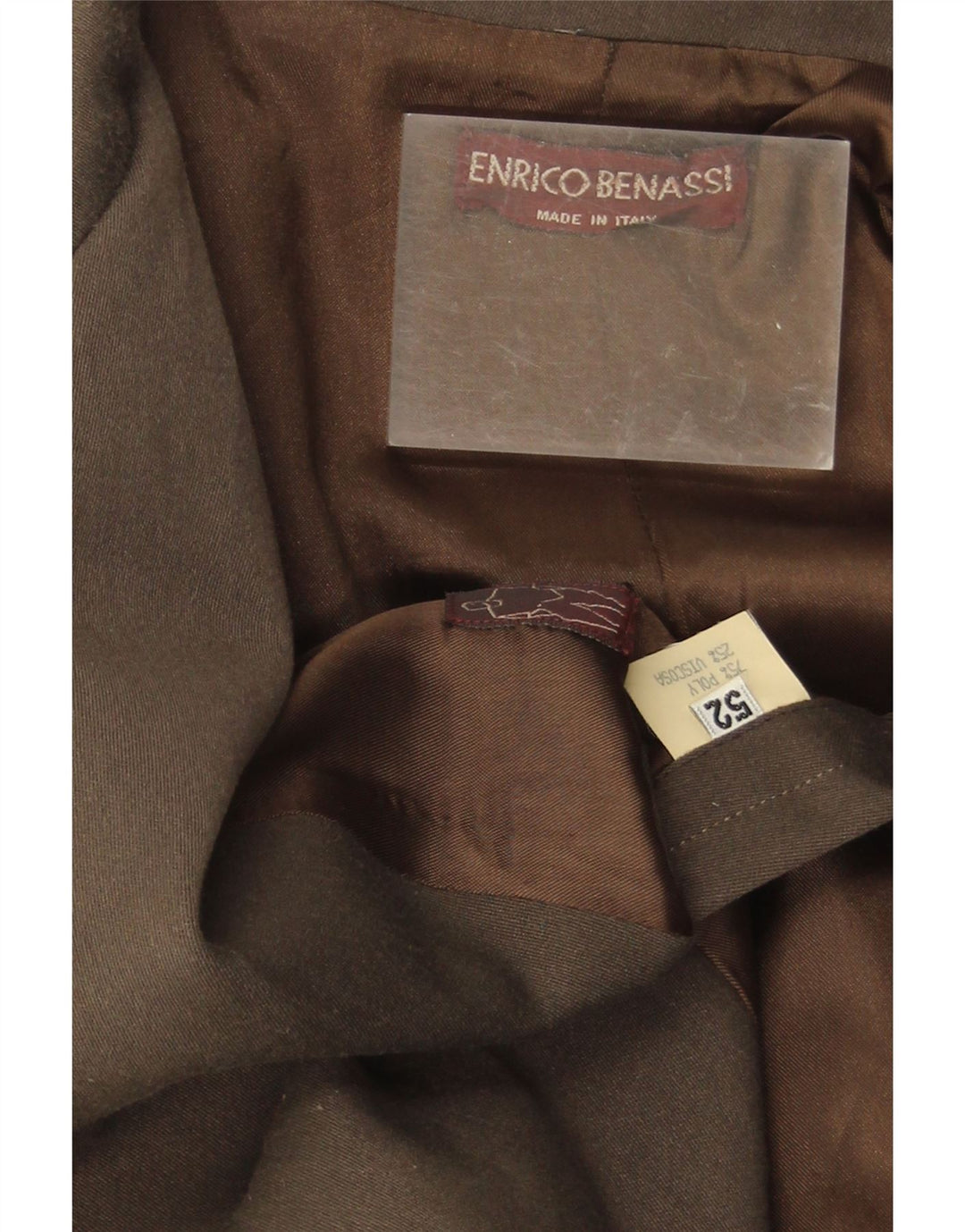 Giacca blazer doppiopetto vintage da uomo IT 52 XL poliestere marrone