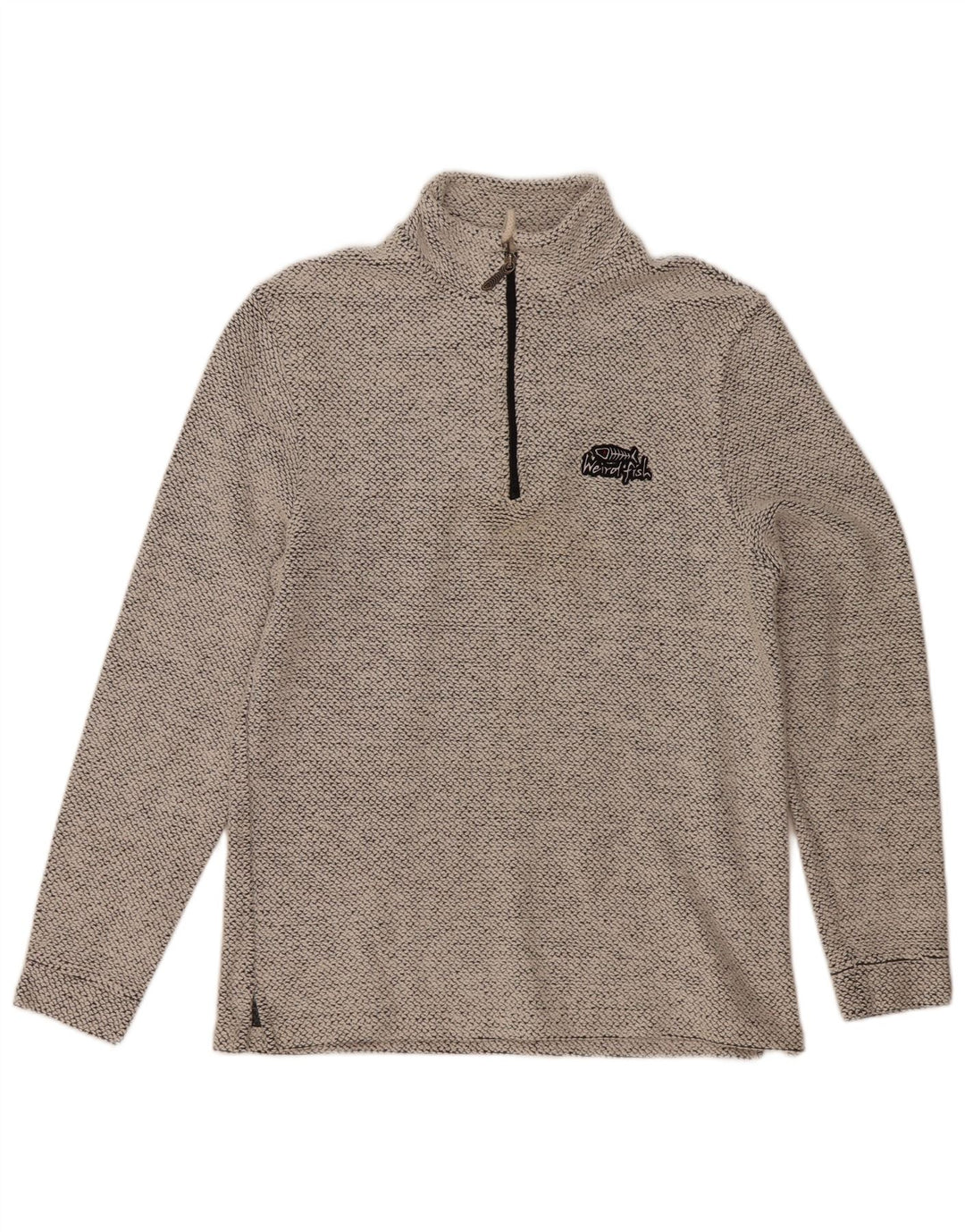 Felpa da uomo con collo con zip Weird Fish, maglione in cotone chiazzato grigio medio