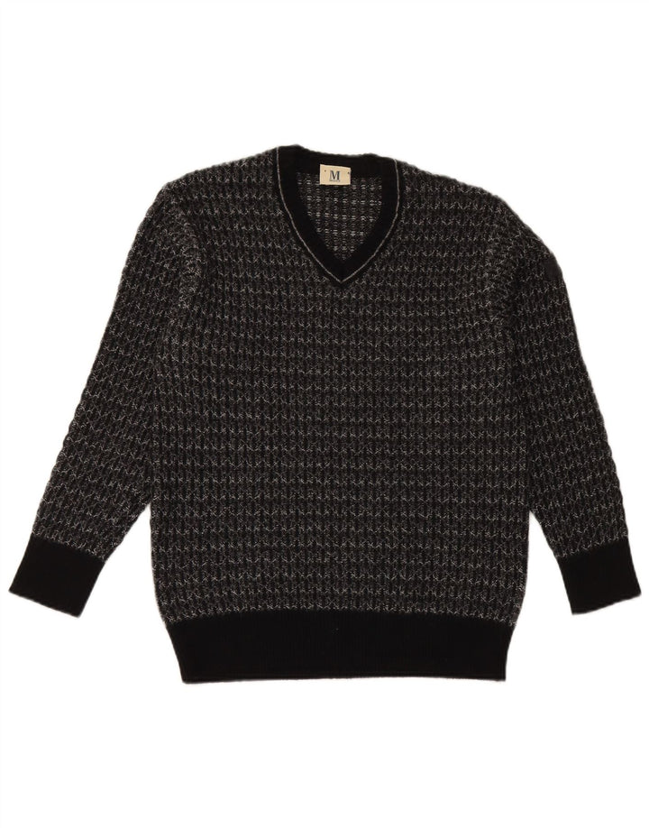 Maglione da uomo con scollo a V Marz IT 52 Lana nuova chiazzata nera grande