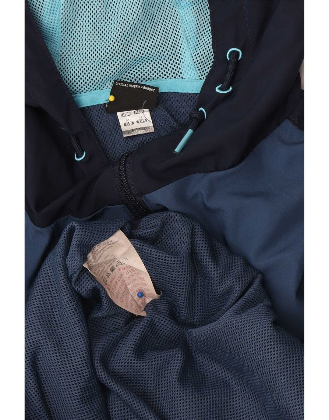 Giacca antipioggia con cappuccio da uomo Umbro UK 42 XL Poliestere color block blu navy