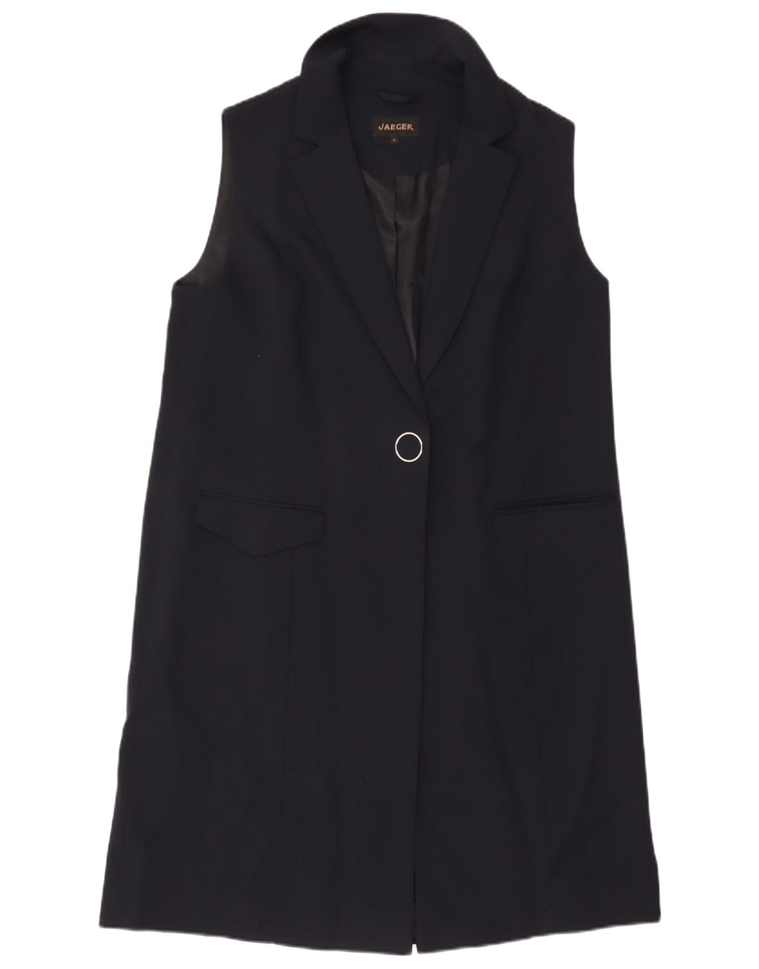 Giacca blazer senza maniche lunga da donna Jaeger UK 16 grande blu navy