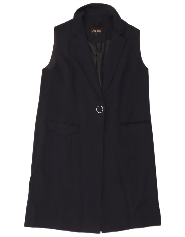 Giacca blazer senza maniche lunga da donna Jaeger UK 16 grande blu navy