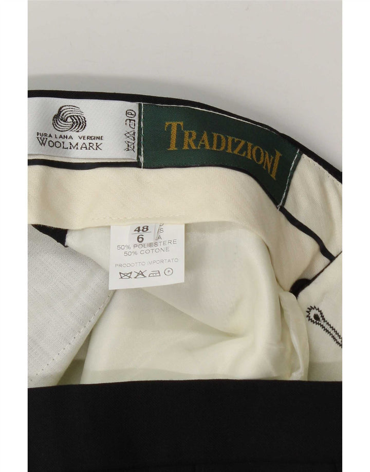 Pantaloni da abito vintage da uomo con pedge IT 48 medio W32 L34 lana blu navy