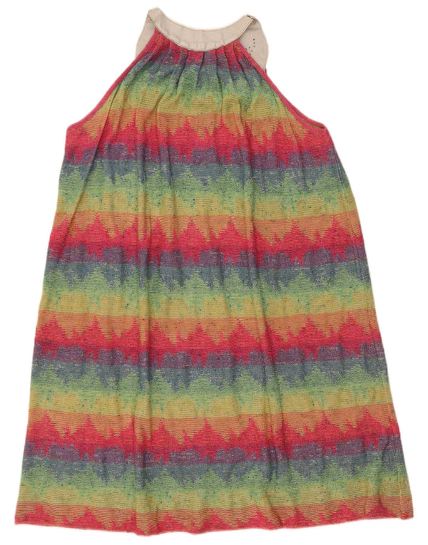 Abito basic vintage da donna senza maniche UK 12 a righe multicolori medie