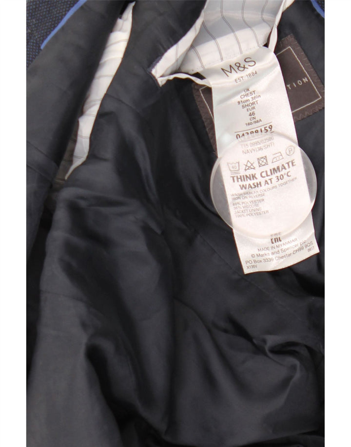 Giacca blazer slim fit a 2 bottoni Marks & Spencer da uomo UK 36 piccola blu navy