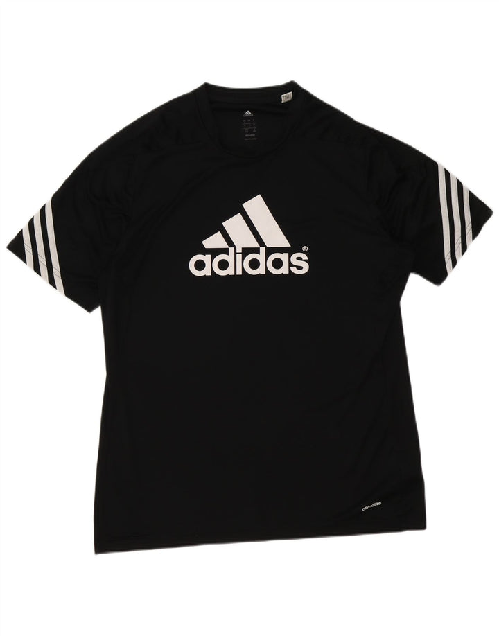 T-shirt grafica Adidas Climalite da uomo, grande, in poliestere nero