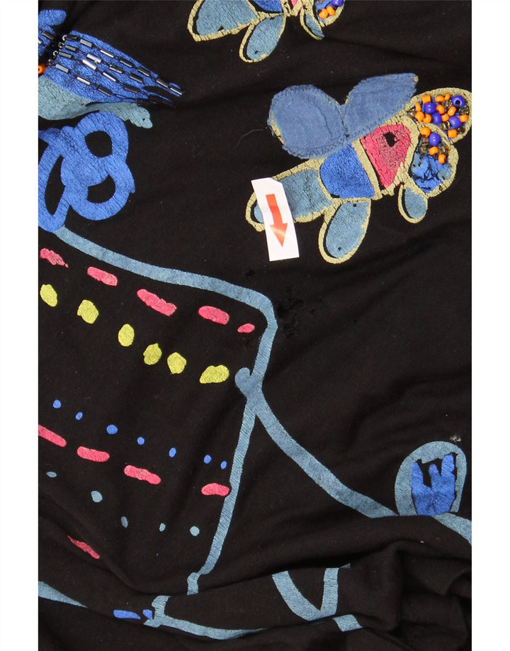 DESIGUAL Top grafico da donna manica lunga UK 16 Large Nero