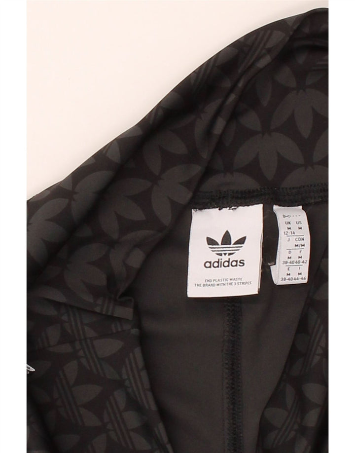 ADIDAS Womens Graphic Leggings UK 12/14 Medium  Black Polyester Vintage Adidas and Second-Hand Adidas from Messina Hembry 