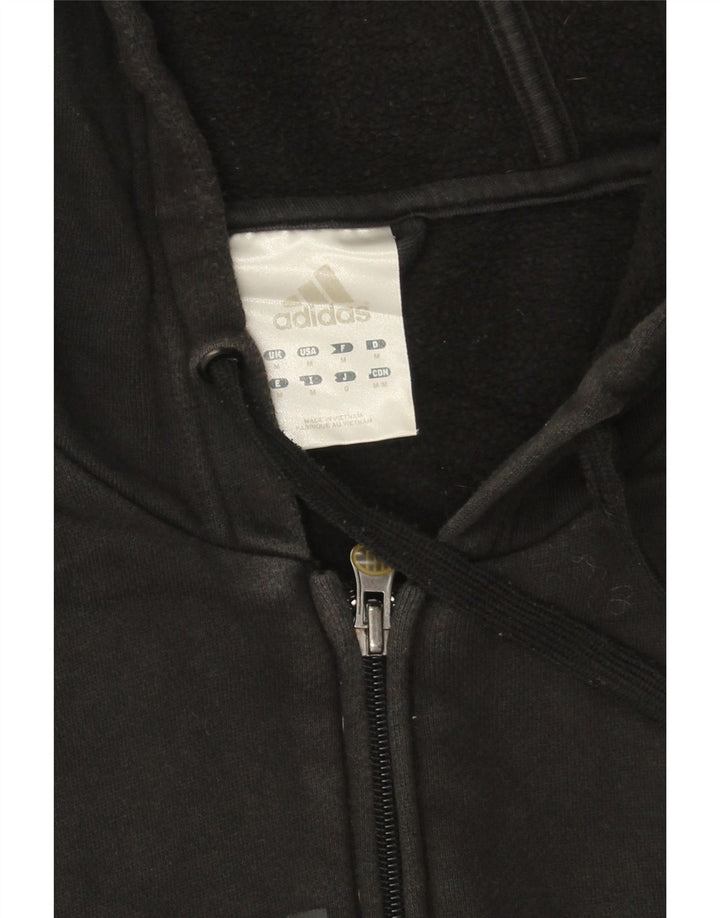 Maglione con cappuccio e zip grafica da uomo Adidas in cotone nero medio
