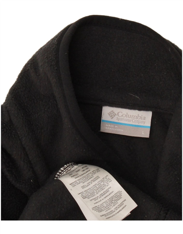 COLUMBIA Mens Button Neck Fleece Jumper Large Grey Polyester