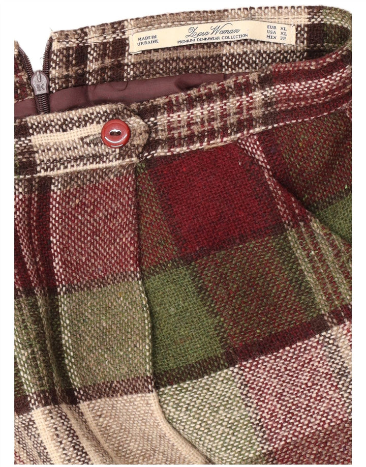 Gonna a pieghe da donna Leara XL W32 a quadri bordeaux